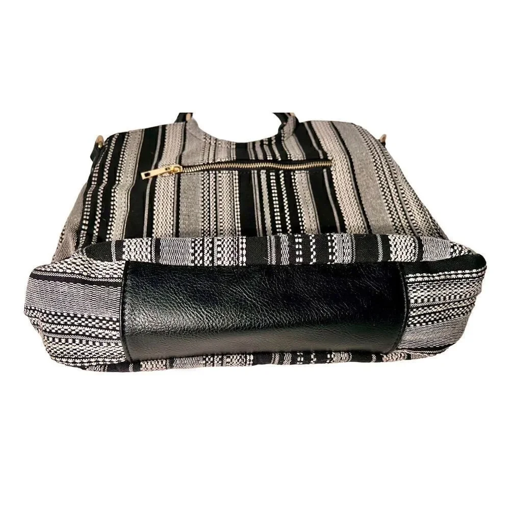 Sole Society Nordstrom Womens Black & White Handbag Tote Boho Purse